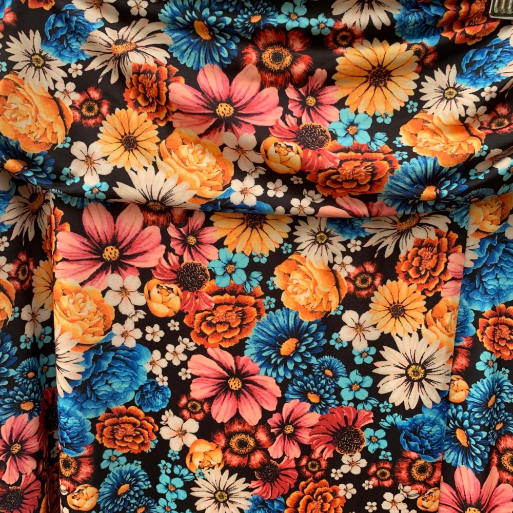 Floral Print Skirt High Waist Slit Hem Midi‎ Colorful Flowers  Womens - Picture 5 of 9
